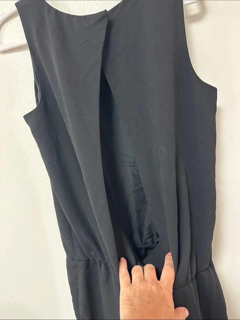 Black Sleeveless Romper with Gold Zipper Accents Open Back